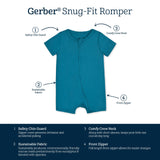 Baby Ocean Teal Buttery Soft Viscose Made from Eucalyptus Snug Fit Romper-Gerber Childrenswear Wholesale