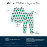 2-Piece Infant & Toddler Spruce Buttery Soft Viscose Made from Eucalyptus Snug Fit Holiday Pajamas-Gerber Childrenswear Wholesale