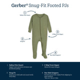 Baby & Toddler Moss Buttery Soft Viscose Made from Eucalyptus Snug Fit Footed Pajamas-Gerber Childrenswear Wholesale