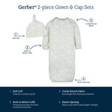 2-Piece Baby Girls Wildflower Gown & Cap Set-Gerber Childrenswear Wholesale