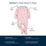 2-Pack Baby Girls Appley Sweet Sleep 'N Plays-Gerber Childrenswear Wholesale