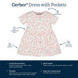 Baby Girls Appley Sweet Short Sleeve Pocket Dress-Gerber Childrenswear Wholesale