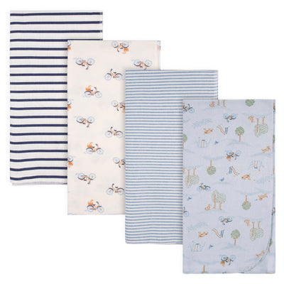 4-Pack Baby Boys Puppy Playground Flannel Blankets-Gerber Childrenswear Wholesale