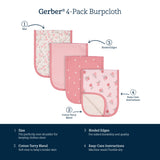4-Pack Baby Girls Appley Sweet Burpcloths-Gerber Childrenswear Wholesale