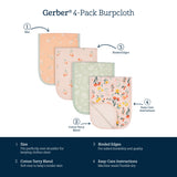 4-Pack Baby Girls Wildflower Burpcloths-Gerber Childrenswear Wholesale