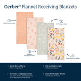 4-Pack Baby Girls Wildflower Flannel Blankets-Gerber Childrenswear Wholesale
