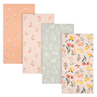 4-Pack Baby Girls Wildflower Flannel Blankets-Gerber Childrenswear Wholesale