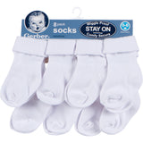 Baby 8-Pair Jersey Ankle Sock, Solid White-Gerber Childrenswear Wholesale