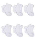 6-pack White Terry Bootie Socks-Gerber Childrenswear Wholesale