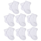 8-Pair White Organic Wiggle-Proof Socks-Gerber Childrenswear Wholesale