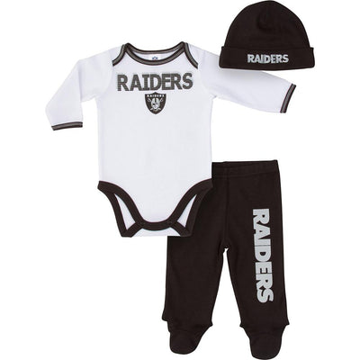 Raiders Baby Boy Bodysuit, Footed Pant and Cap Set-Gerber Childrenswear Wholesale