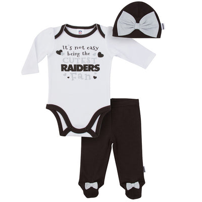Oakland Raiders Baby Girl Outfit, 3pc Set-Gerber Childrenswear Wholesale