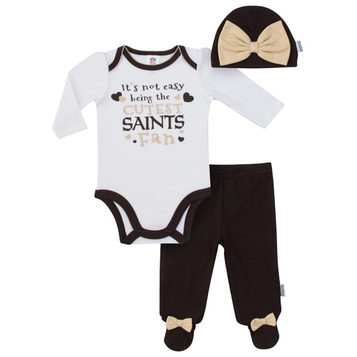 Saints Baby Girls Bodysuit, Pant and Cap Set-Gerber Childrenswear Wholesale