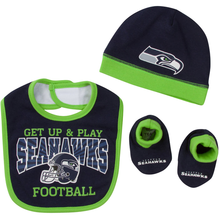 Seattle Seahawks Baby Boy Accessories, 3pc Set-Gerber Childrenswear Wholesale