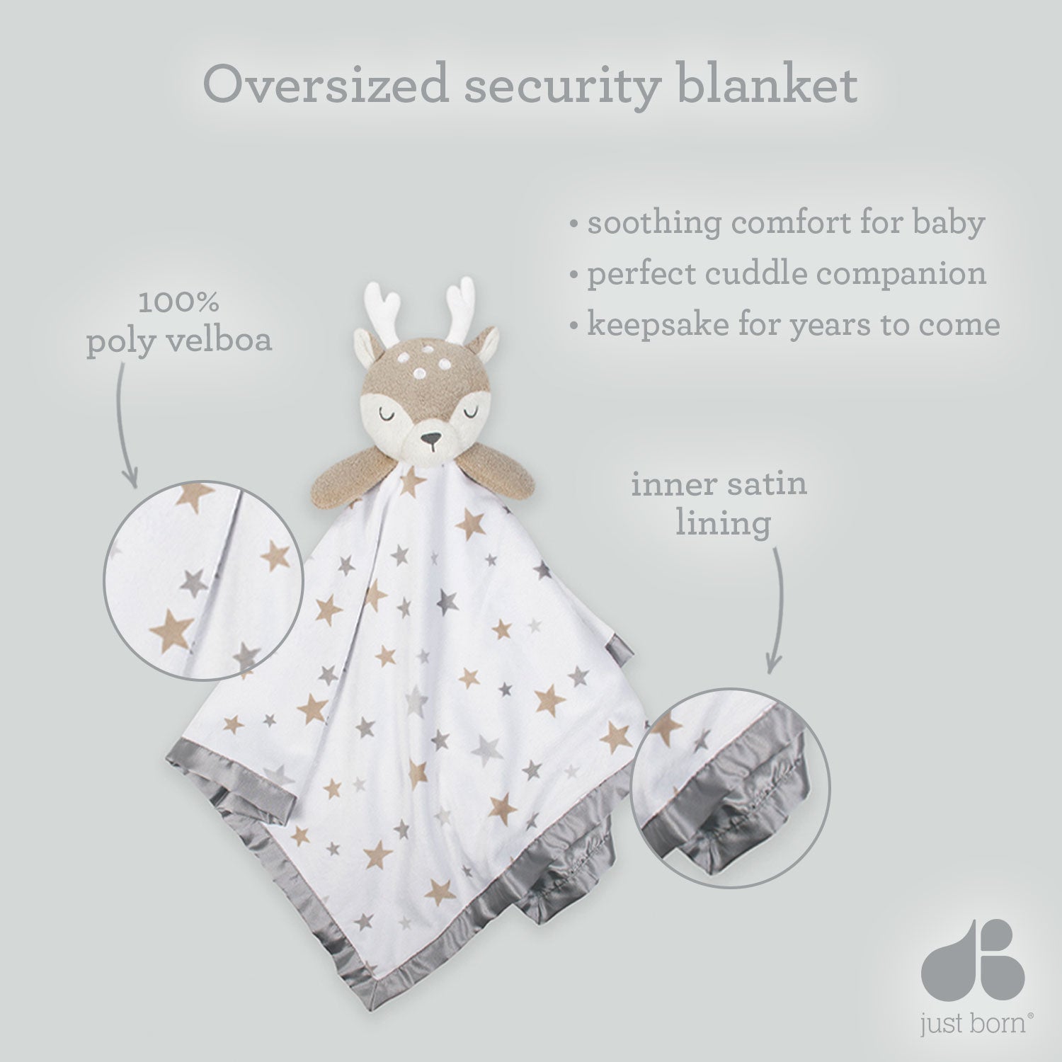 Just Born® Baby Neutral Elephant Extra-Large Security Blanket-Gerber Childrenswear Wholesale