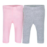 2-Pack Organic Girls Pink & Grey Ruffle Bottom Slim Pant-Gerber Childrenswear Wholesale