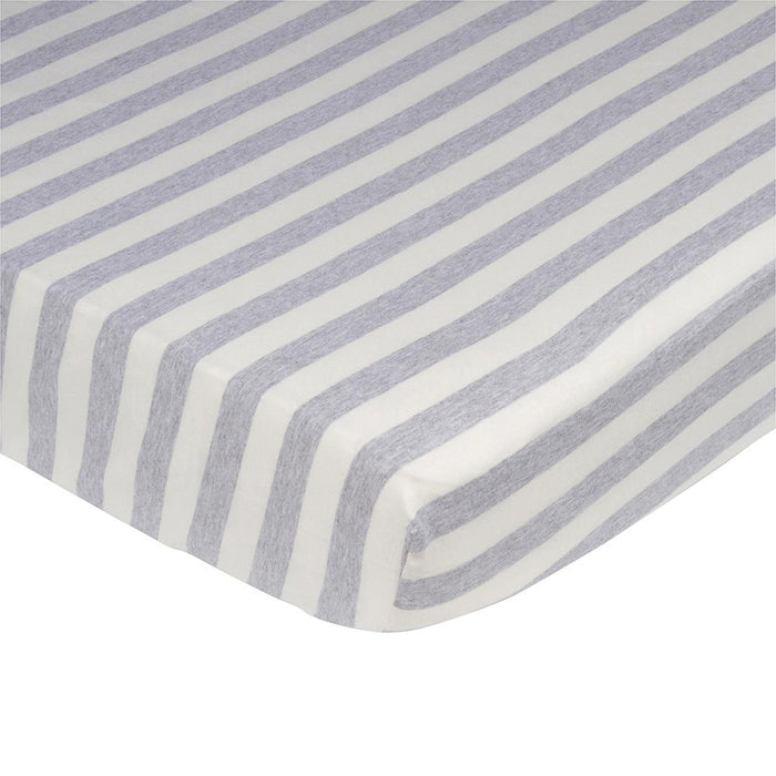 1-Pack Neutral Grey & Cream Striped Organic Crib Sheet-Gerber Childrenswear Wholesale