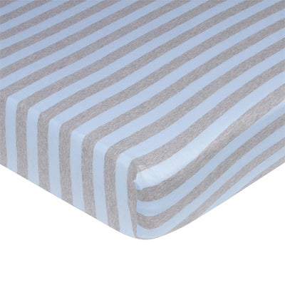1-Pack Boys Blue & Grey Stripe Organic Crib Sheet-Gerber Childrenswear Wholesale