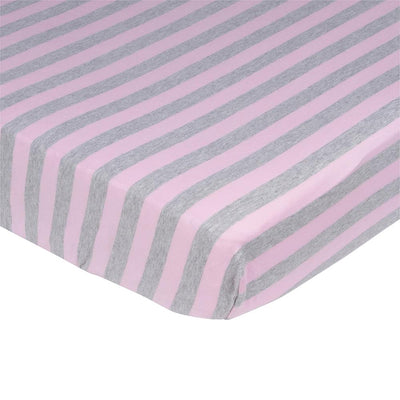 1-Pack Girls Pink & Grey Stripe Organic Crib Sheet-Gerber Childrenswear Wholesale