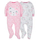 2-Pack Girls Organic Bear Sleep N' Play-Gerber Childrenswear Wholesale