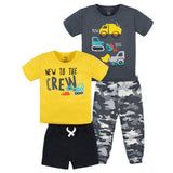 4-Piece Infant Boys Ready To Roll Tees, Shorts & Pants Set-Gerber Childrenswear Wholesale