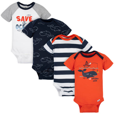 4-Pack Baby Boys Whales Onesies® Bodysuits-Gerber Childrenswear Wholesale