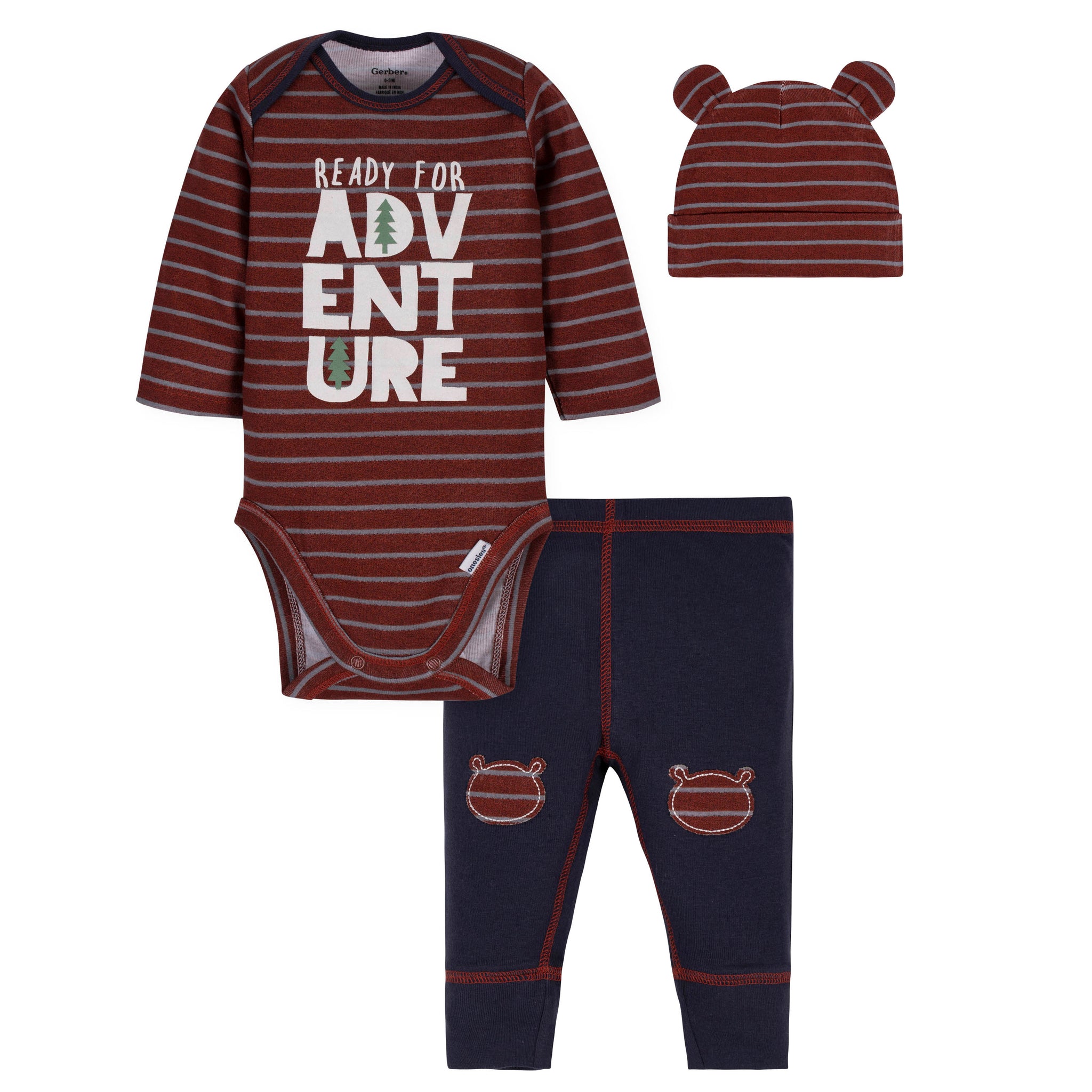 3-Piece Baby Boys Bear Bodysuit, Pant, & Cap Set-Gerber Childrenswear Wholesale