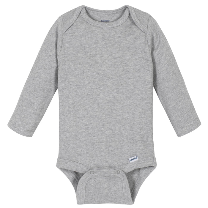 Premium Long Sleeve Onesies® Bodysuit in Light Grey-Gerber Childrenswear Wholesale