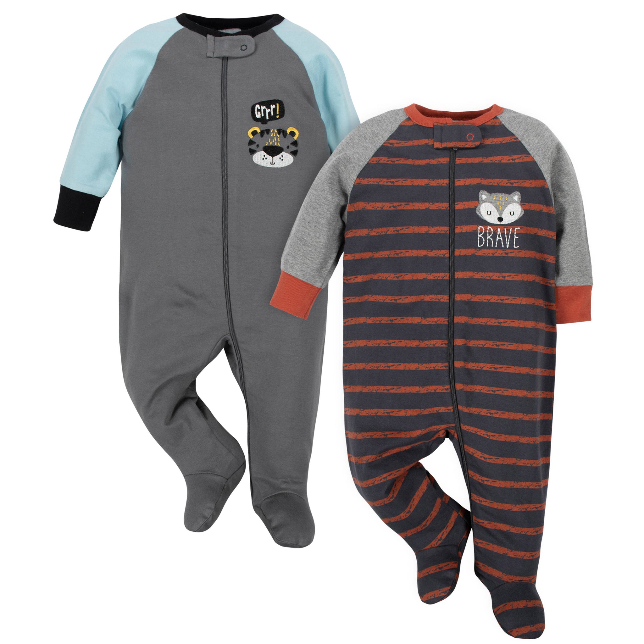 2-Pack Baby Boys Fox and Tiger Sleep N' Plays-Gerber Childrenswear Wholesale