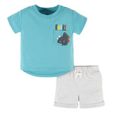 2-Piece Baby & Toddler Boys Dino Blues Pocket Tee & Knit Shorts Set-Gerber Childrenswear Wholesale