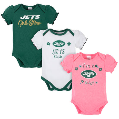 3-Pack New York Jets Short Sleeve Bodysuits-Gerber Childrenswear Wholesale