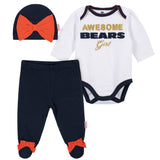 3-Piece Chicago Bears Bodysuit, Pant, and Cap Set-Gerber Childrenswear Wholesale