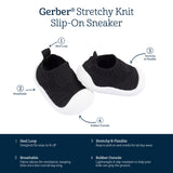 Baby Boys Black Stretchy Knit Slip-On Sneaker-Gerber Childrenswear Wholesale