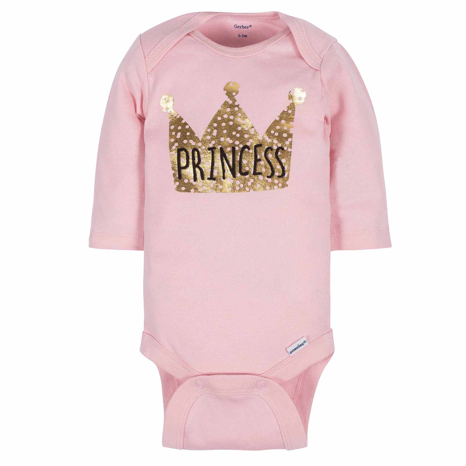 3-Pack Baby Girls Princess Long Sleeve Onesies® Bodysuits-Gerber Childrenswear Wholesale