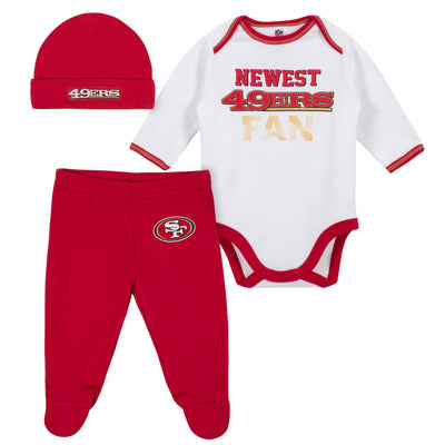 Baby Boys San Francisco 49ers 3-Piece Bodysuit, Pant and Cap Set-Gerber Childrenswear Wholesale