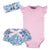 3-Piece Baby Girls Periwinkle Garden Onesies® Bodysuit, Diaper Cover & Headband Set-Gerber Childrenswear Wholesale