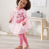 3-Piece Baby & Toddler Girls Dots French Terry Top, Tulle Tutu, & Legging Set-Gerber Childrenswear Wholesale