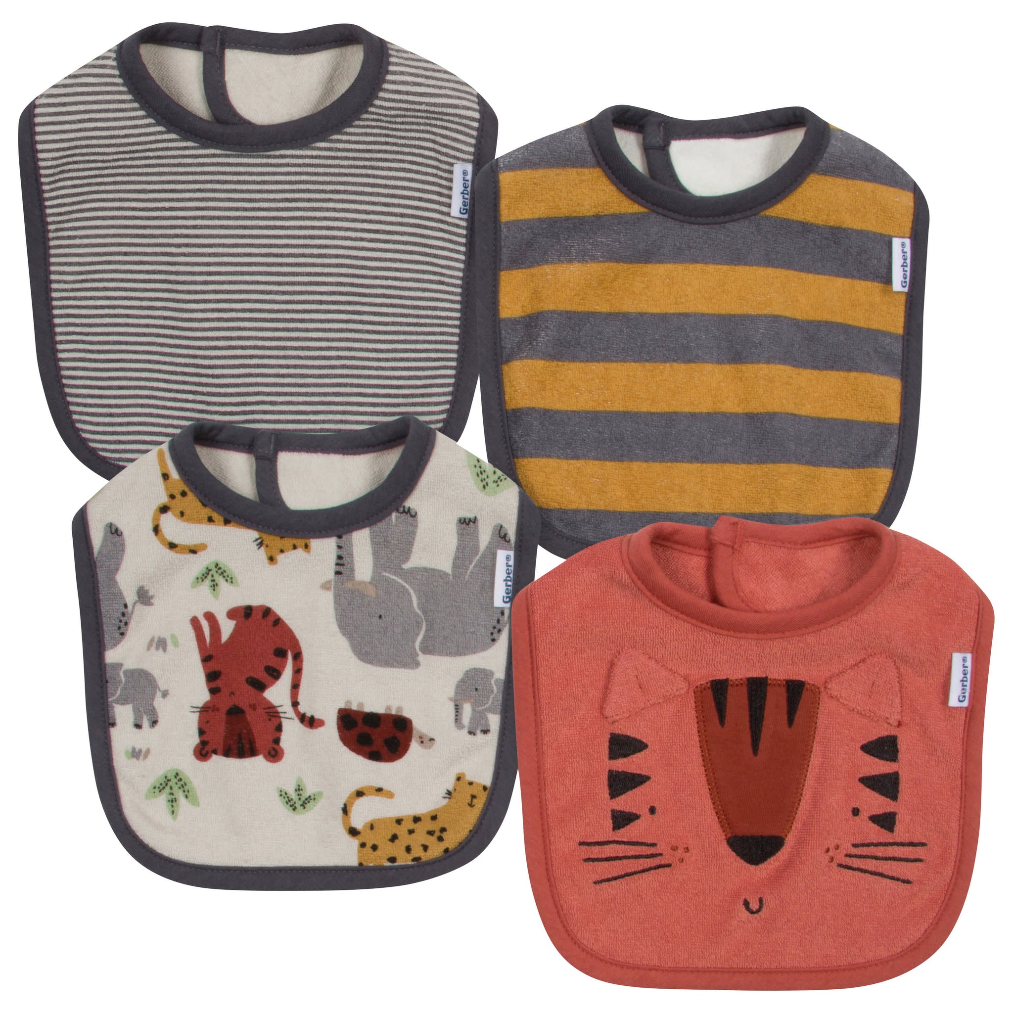 4-Pack Baby Boys Safari Dribbler Bibs-Gerber Childrenswear Wholesale