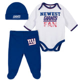 Baby Boys New York Giants 3-Piece Bodysuit, Pant and Cap Set-Gerber Childrenswear Wholesale