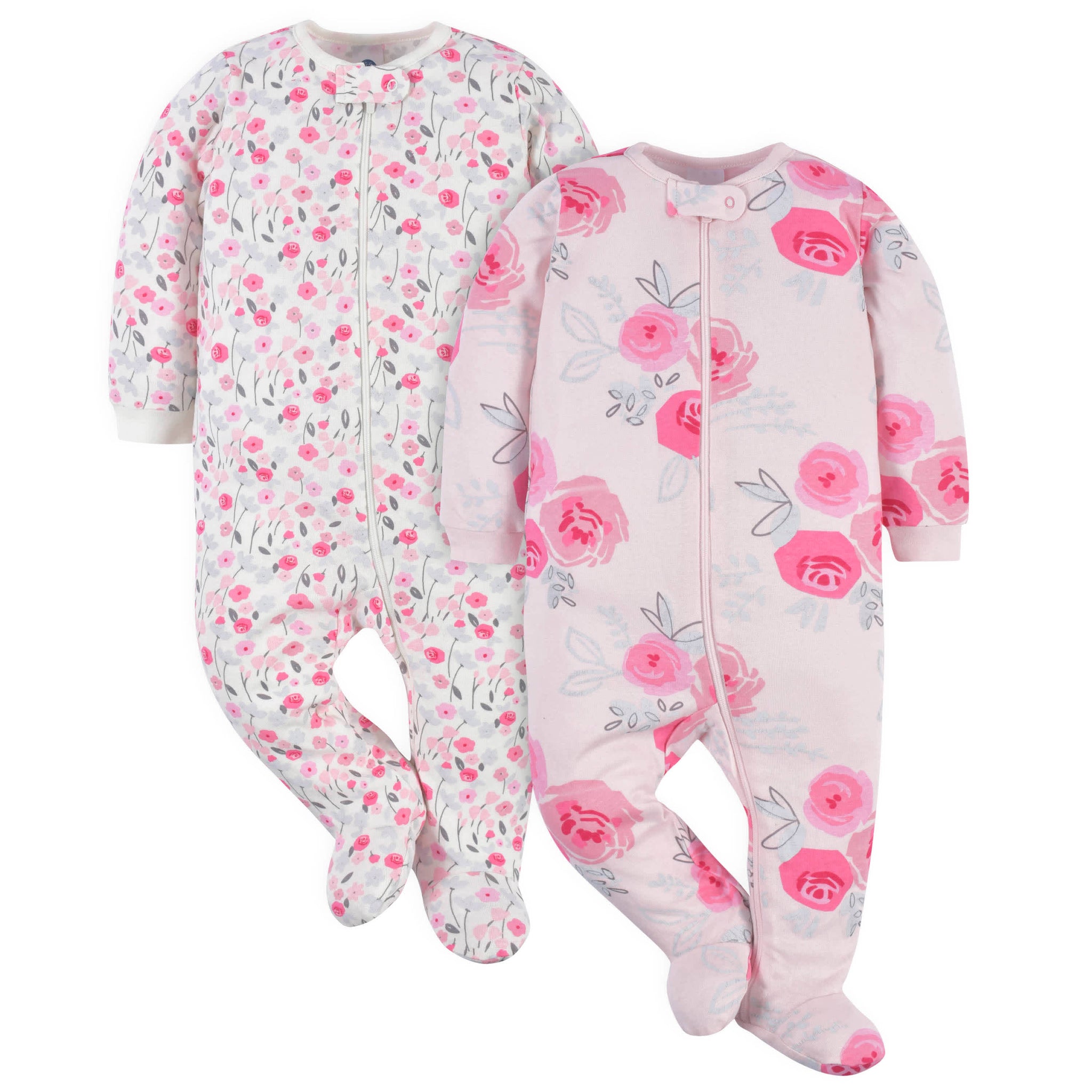 2-Pack Baby Girls Rose Floral Sleep 'N Plays-Gerber Childrenswear Wholesale