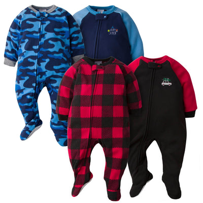 4-Pack Baby Boys Camo & Plaid Blanket Sleepers-Gerber Childrenswear Wholesale