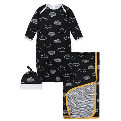 3-Piece Baby Boys Nature Gown, Cap and Blanket Gift Set-Gerber Childrenswear Wholesale