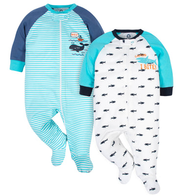 2-Pack Baby Boys Whale and Shark Sleep 'N Plays-Gerber Childrenswear Wholesale
