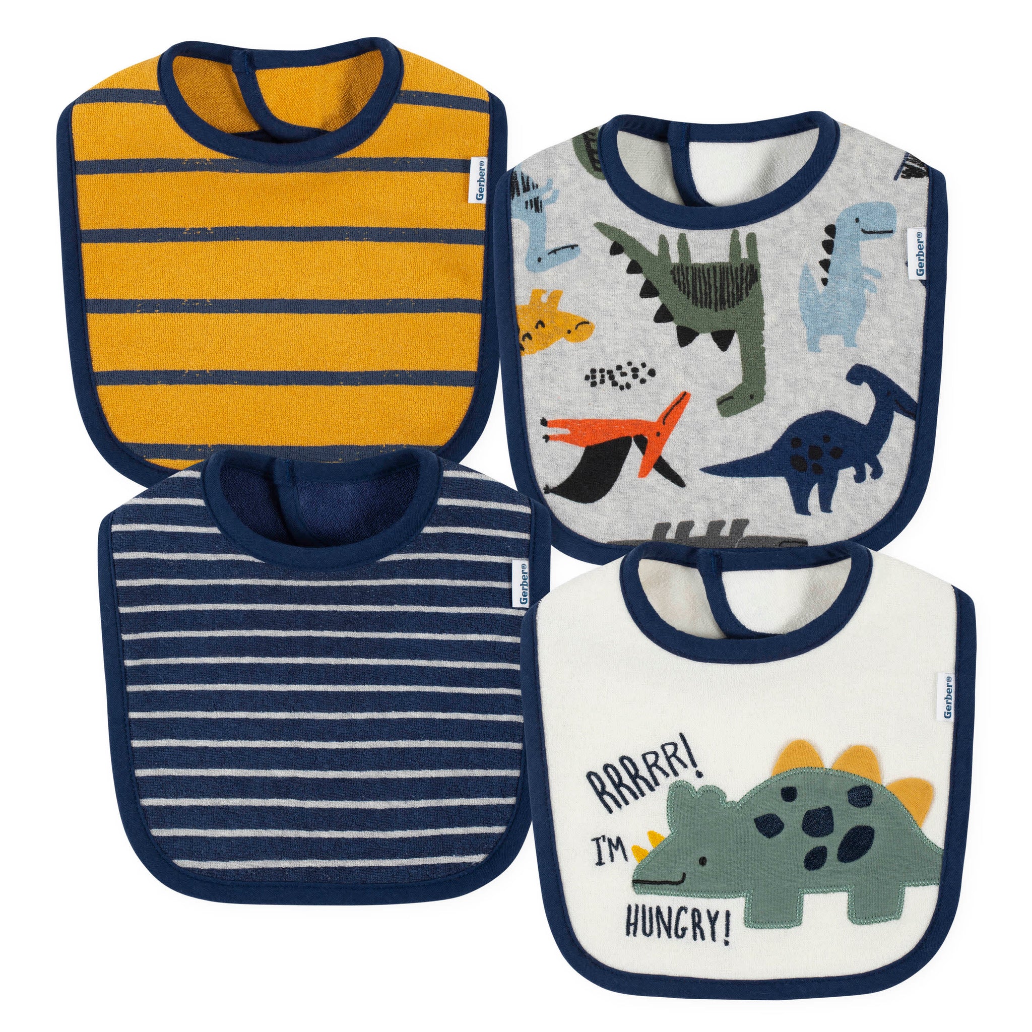 4-Pack Baby Boys Dino Dribbler Bibs-Gerber Childrenswear Wholesale