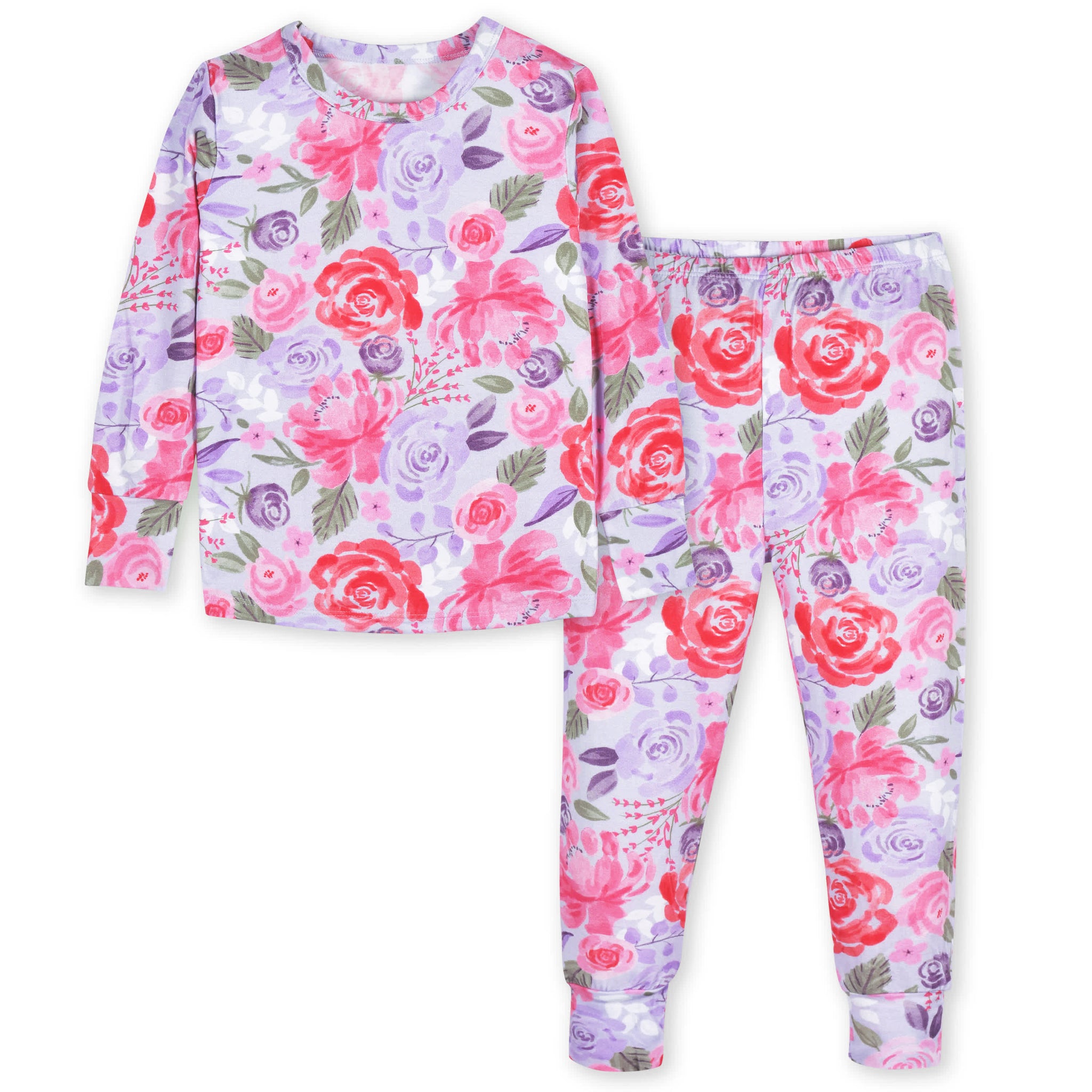 2-Piece Infant & Toddler Girls Lilac Garden Buttery Soft Viscose Made from Eucalyptus Snug Fit Pajamas-Gerber Childrenswear Wholesale