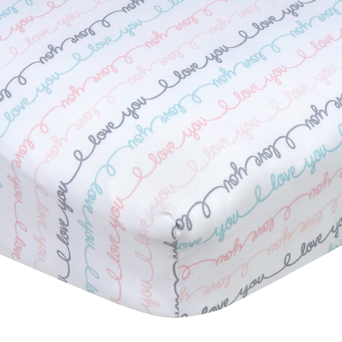 Baby Girls I Love You Fitted Crib Sheet-Gerber Childrenswear Wholesale