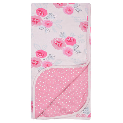 Baby Girls Roses Reversible Baby Blanket-Gerber Childrenswear Wholesale
