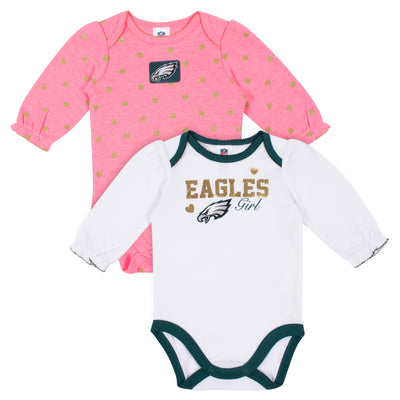 2-Pack Philadelphia Eagles Long Sleeve Bodysuits-Gerber Childrenswear Wholesale