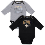 2-Pack New Orleans Saints Long Sleeve Bodysuits-Gerber Childrenswear Wholesale