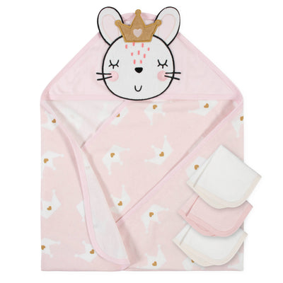 4-Piece Baby Girls Ballerina Hooded Towel & Washcloths Set-Gerber Childrenswear Wholesale